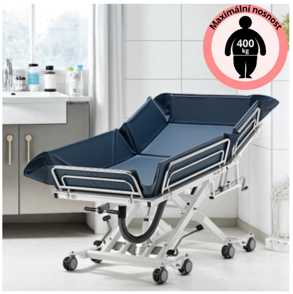Koupací a transportní lůžko pro morbidně obézní pacienty s hmotností až 400 kg